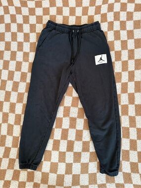 Jordan Black Jogger Sweatpants with White Jumpman Patch